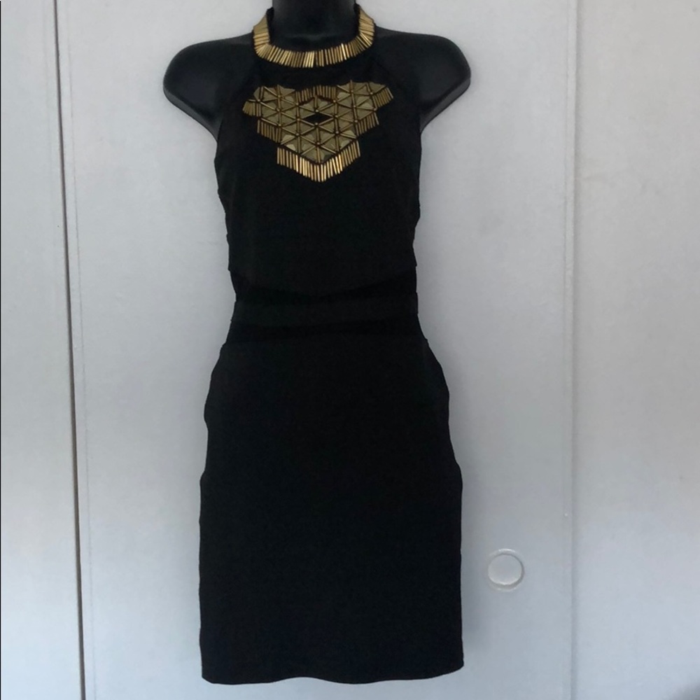 Black and Gold Bandage dress